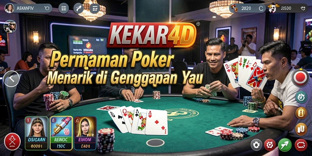 Screenshot utama KEKAR4D menampilkan gameplay Poker seru dan dinamis.
