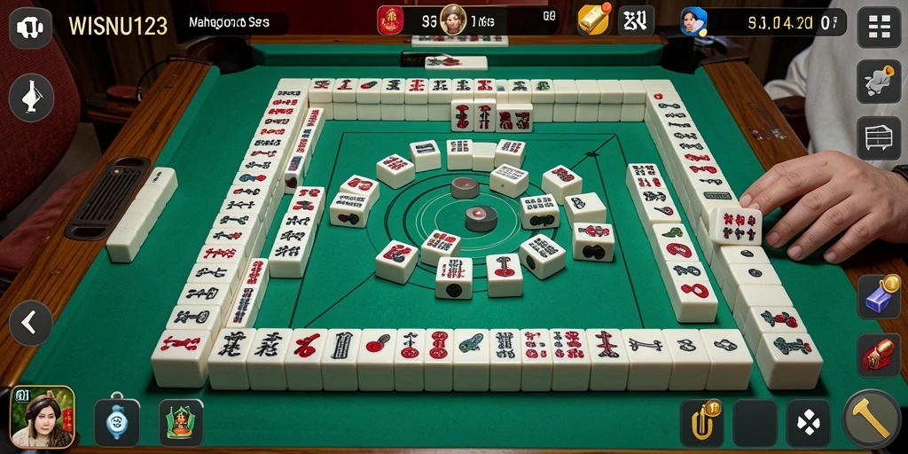 Screenshot gameplay WISNU123 menampilkan ubin Mahjong yang menawan.