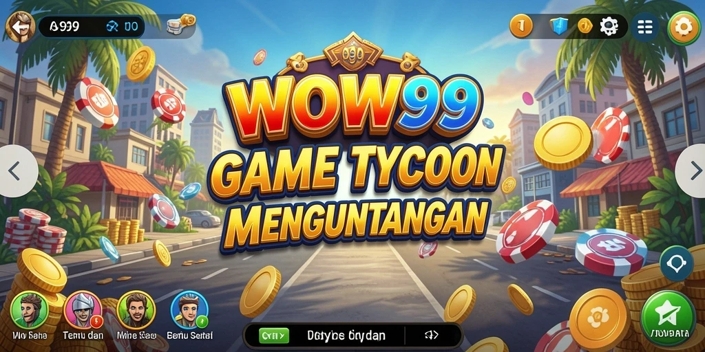 Screenshot gameplay WOW99 menunjukkan pengelolaan bisnis yang mendebarkan.